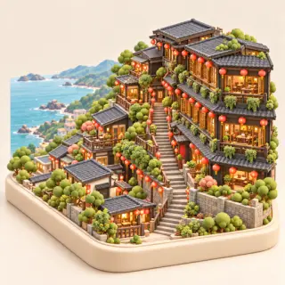 九份老街微縮模型